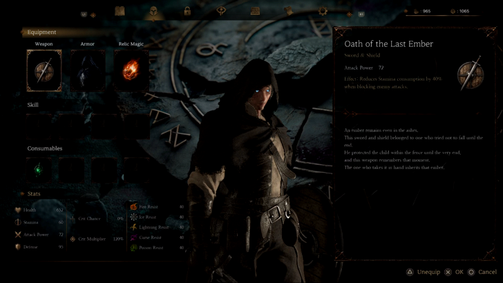 the relic first guardian equipment screen weapons and armor